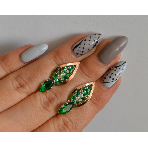 Серебряные серьги с золотыми вставками (172с)