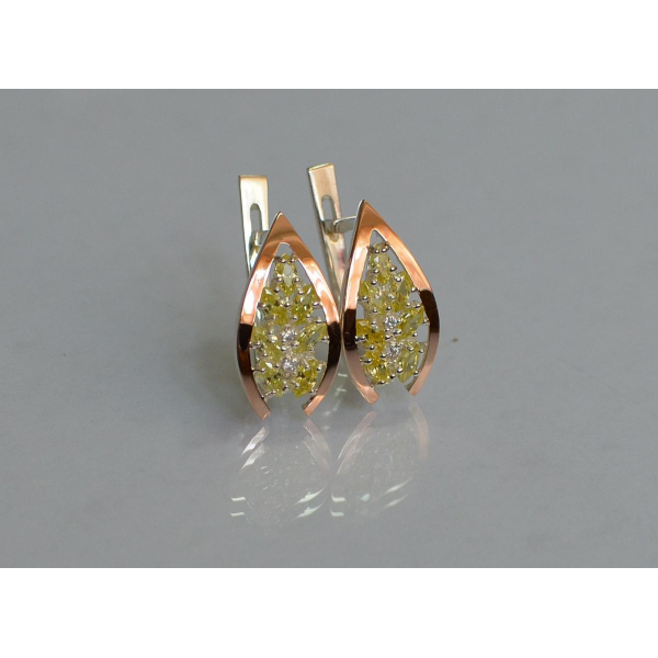 Серебряные серьги с золотыми вставками (172с2)