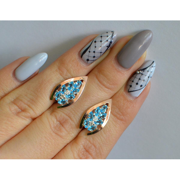 Серебряные серьги с золотыми вставками (172с2)