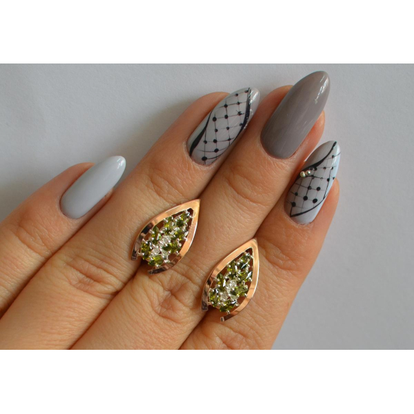 Серебряные серьги с золотыми вставками (172с2)