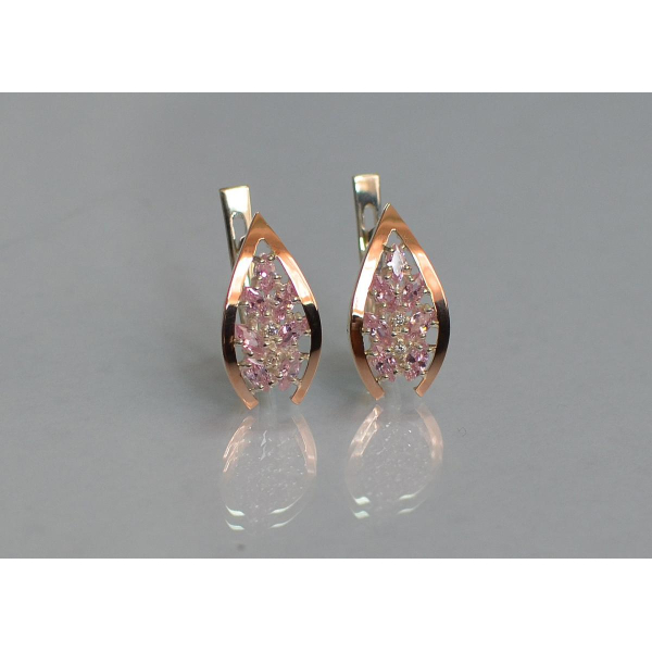 Серебряные серьги с золотыми вставками (172с2)