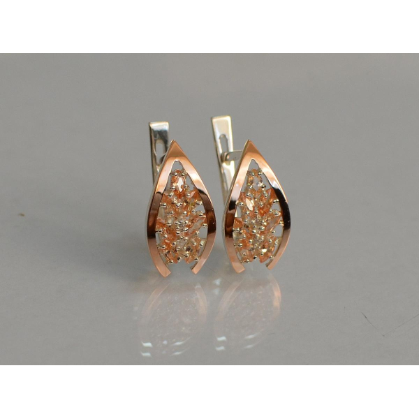 Серебряные серьги с золотыми вставками (172с2)