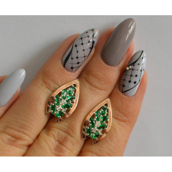 Серебряные серьги с золотыми вставками (172с2)