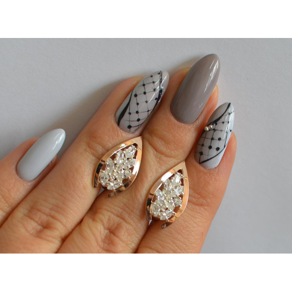 Серебряные серьги с золотыми вставками (172с2)