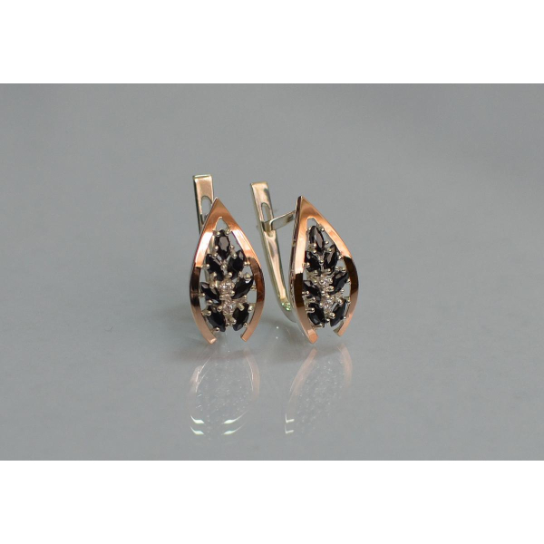 Серебряные серьги с золотыми вставками (172с2)