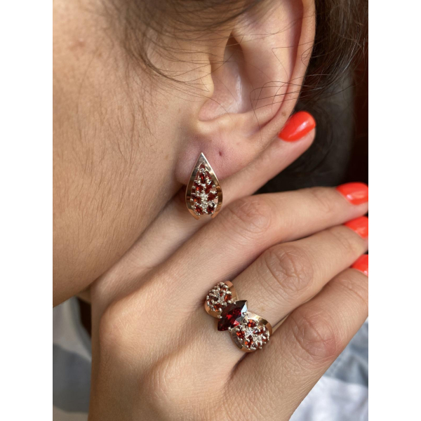 Серебряные серьги с золотыми вставками (172с2)