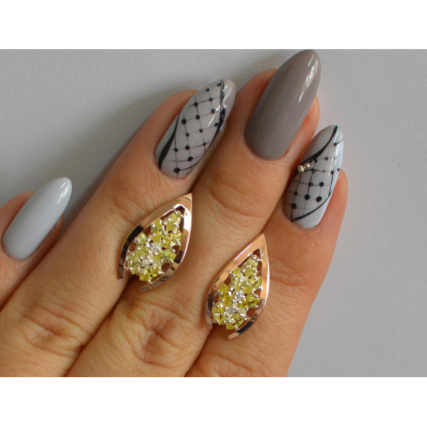 Серебряные серьги с золотыми вставками (172с2)