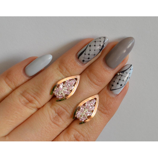 Серебряные серьги с золотыми вставками (172с2)