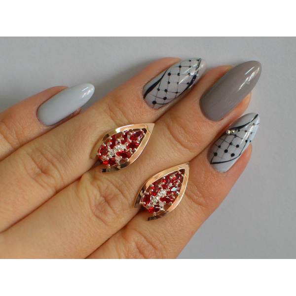 Серебряные серьги с золотыми вставками (172с2)