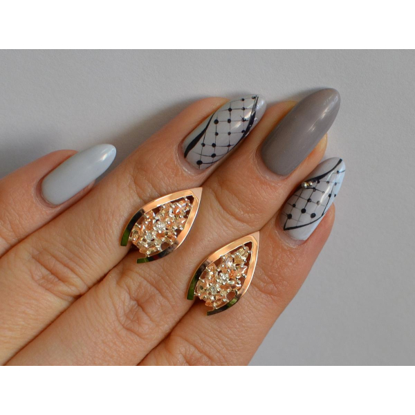 Серебряные серьги с золотыми вставками (172с2)