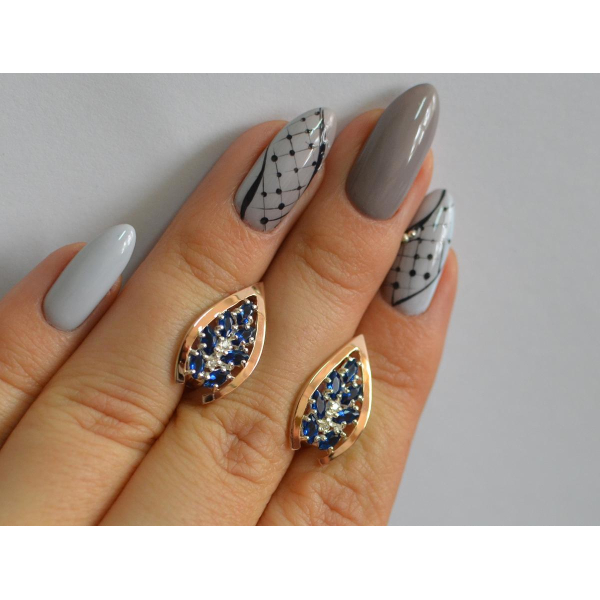 Серебряные серьги с золотыми вставками (172с2)