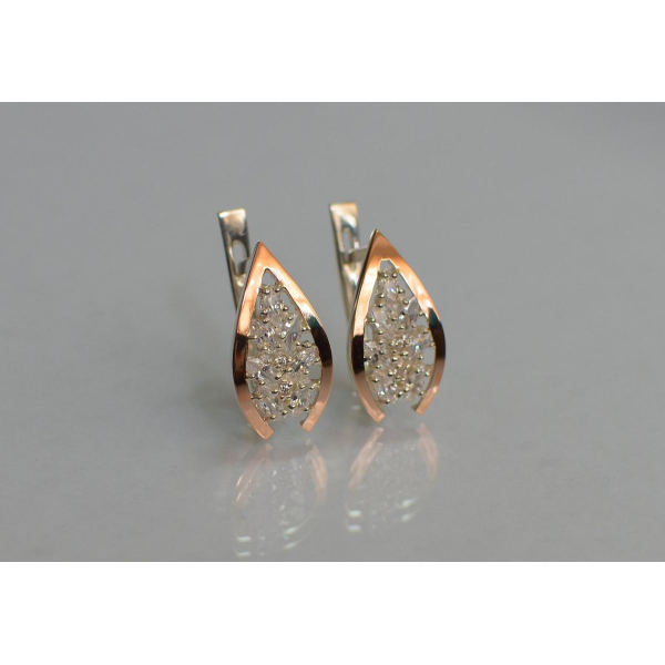 Серебряные серьги с золотыми вставками (172с2)