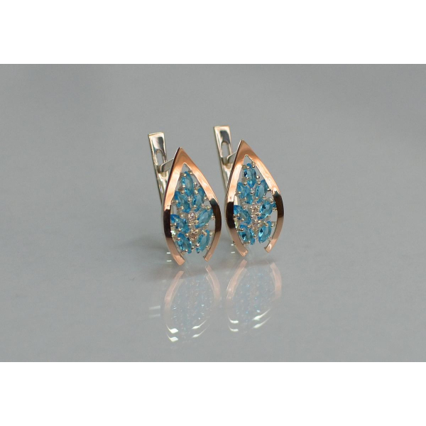 Серебряные серьги с золотыми вставками (172с2)