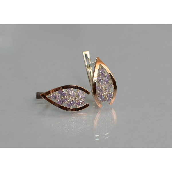 Серебряные серьги с золотыми вставками (172с2)