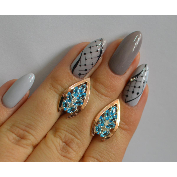 Серебряные серьги с золотыми вставками (172с2)