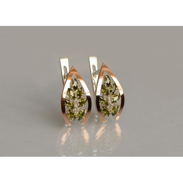 Серебряные серьги с золотыми вставками (172с2)