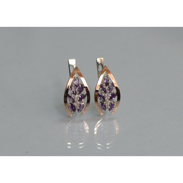 Серебряные серьги с золотыми вставками (172с2)