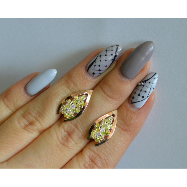 Серебряные серьги с золотыми вставками (172с2)