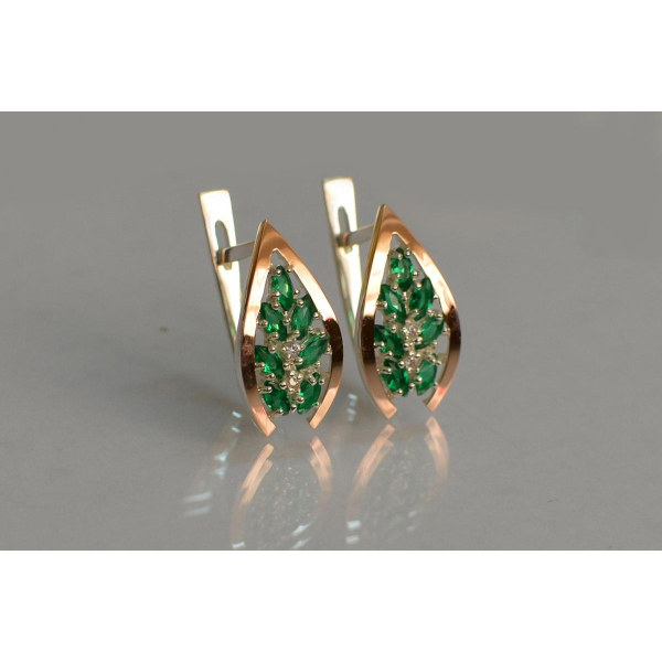 Серебряные серьги с золотыми вставками (172с2)