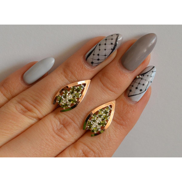 Серебряные серьги с золотыми вставками (172с2)