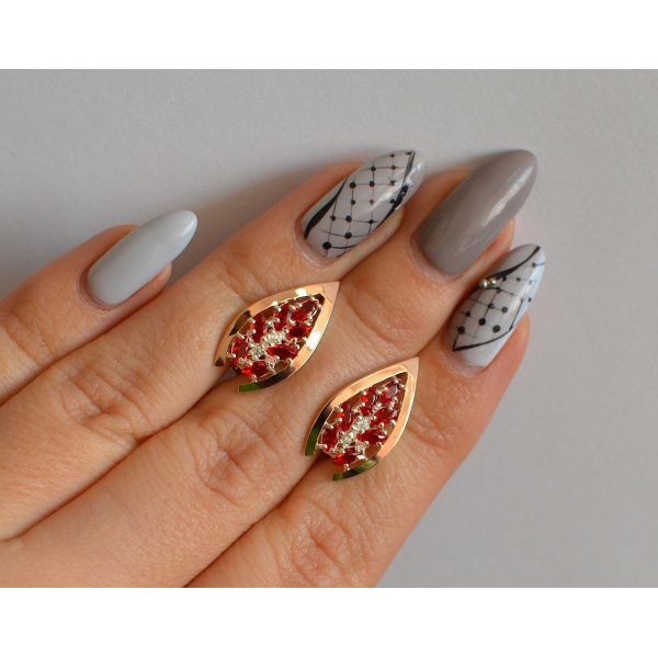 Серебряные серьги с золотыми вставками (172с2)