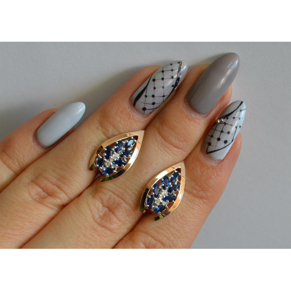 Серебряные серьги с золотыми вставками (172с2)