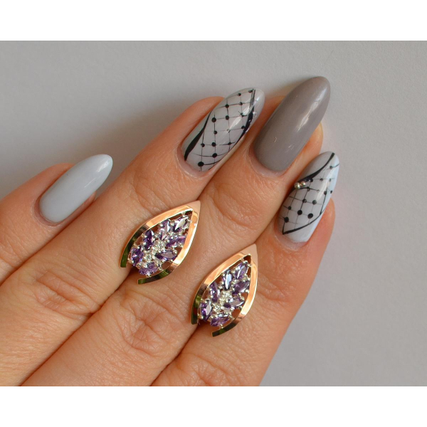 Серебряные серьги с золотыми вставками (172с2)