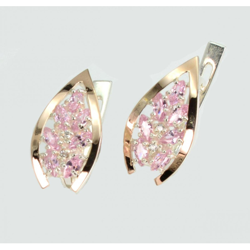 Срібні сережки з золотими вставками