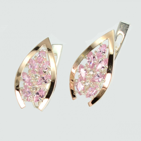 Серебряные серьги с золотыми вставками