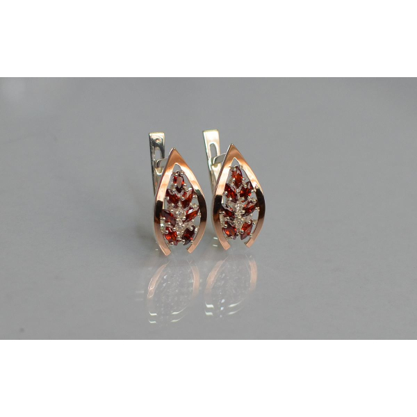 Серебряные серьги с золотыми вставками (172с2)