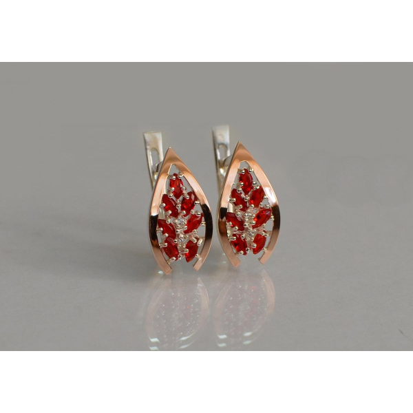 Серебряные серьги с золотыми вставками (172с2)