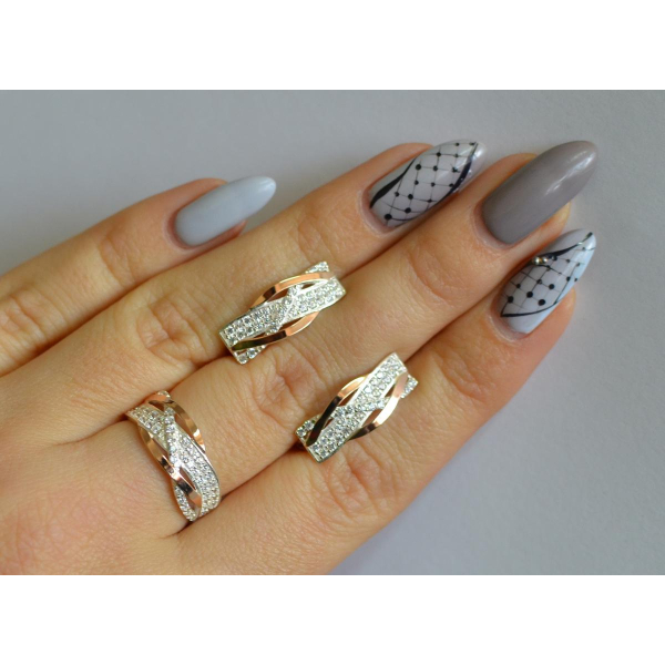 Серебряный набор с золотыми пластинами (173)