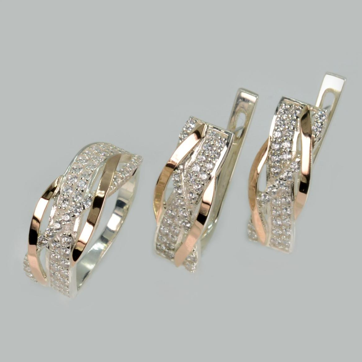 Серебряный набор с золотыми пластинами (173)