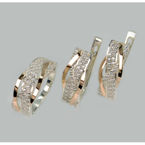 Серебряный набор с золотыми пластинами