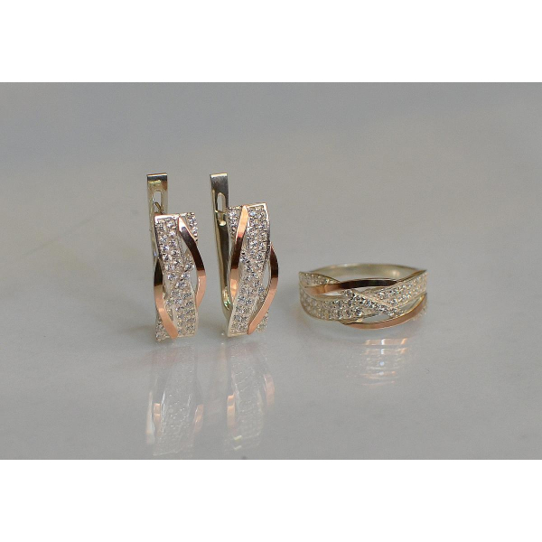 Серебряный набор с золотыми пластинами (173)