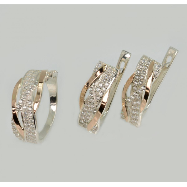 Серебряный набор с золотыми пластинами (173)