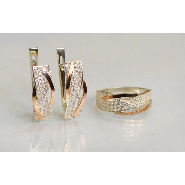 Серебряный набор с золотыми пластинами (173)