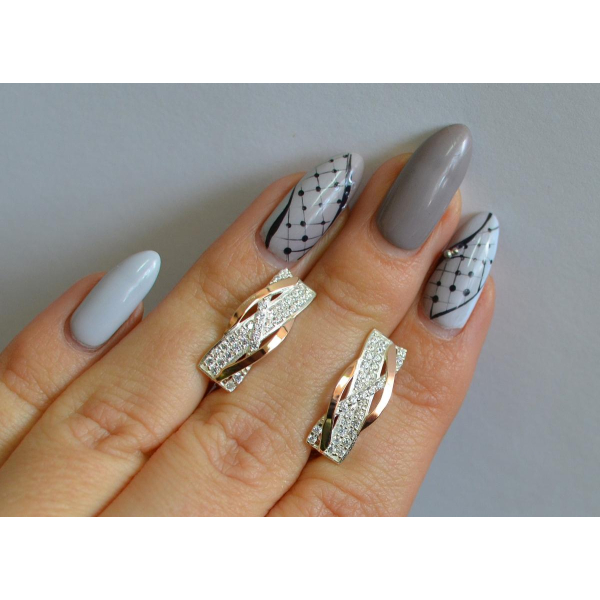 Серебряный набор с золотыми пластинами (173)