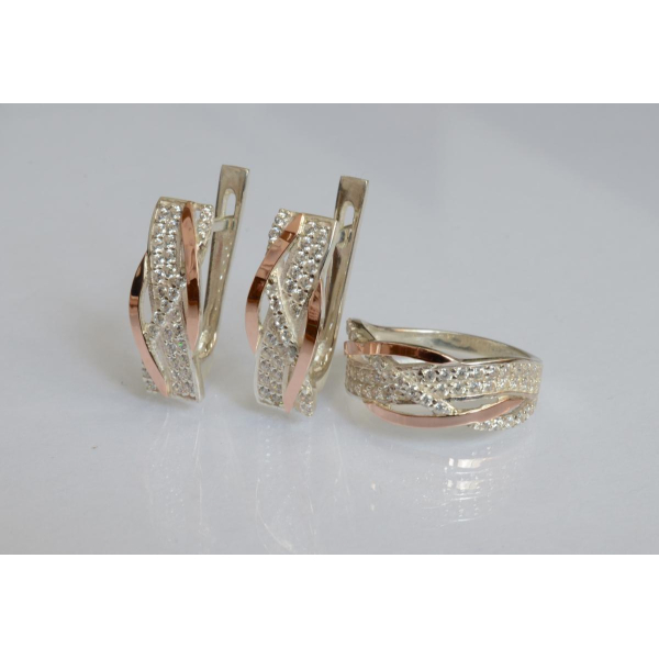 Серебряный набор с золотыми пластинами (173)