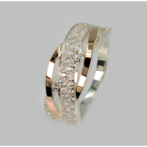 Срібна каблучка з золотими вставками