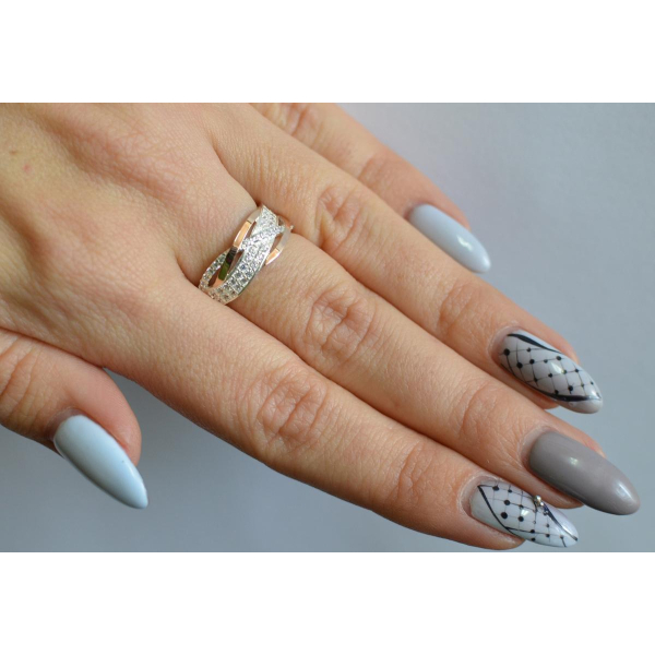 Серебряное кольцо с золотыми вставками (173к)