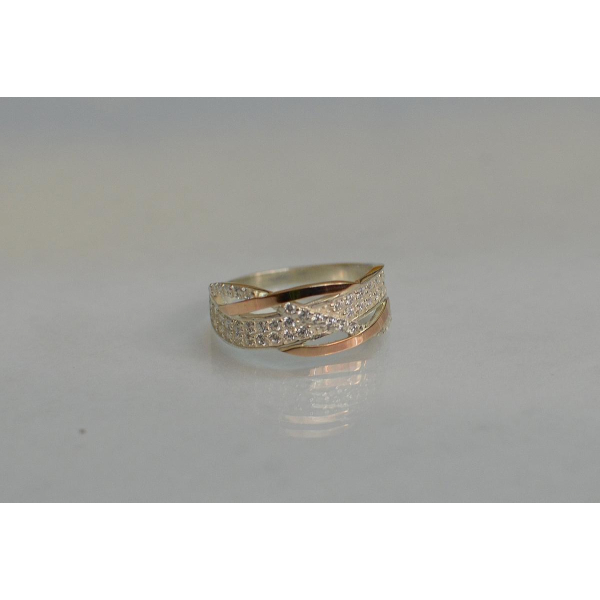 Серебряное кольцо с золотыми вставками (173к)