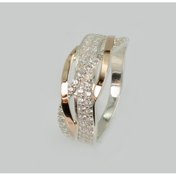 Серебряное кольцо с золотыми вставками (173к)