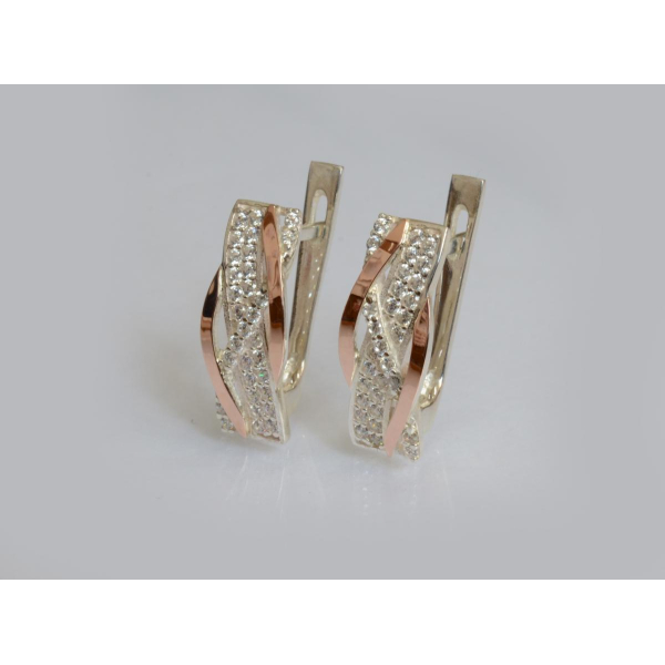 Серебряные серьги с золотыми вставками (173с)