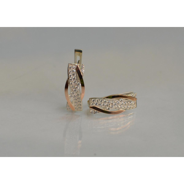 Серебряные серьги с золотыми вставками (173с)