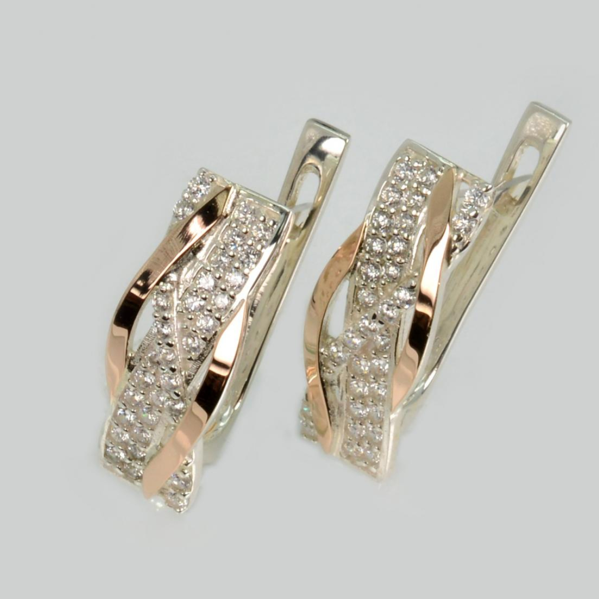 Серебряные серьги с золотыми вставками (173с)