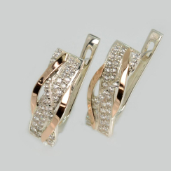 Серебряные серьги с золотыми вставками