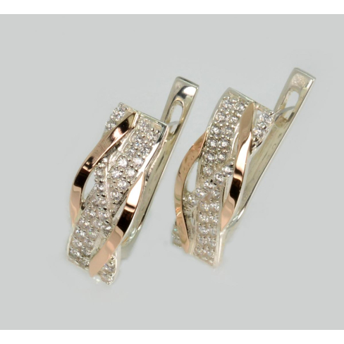 Серебряные серьги с золотыми вставками