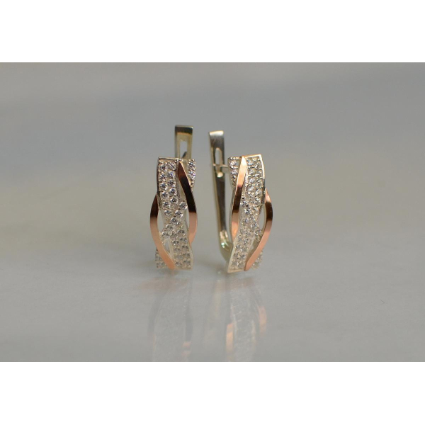 Серебряные серьги с золотыми вставками (173с)