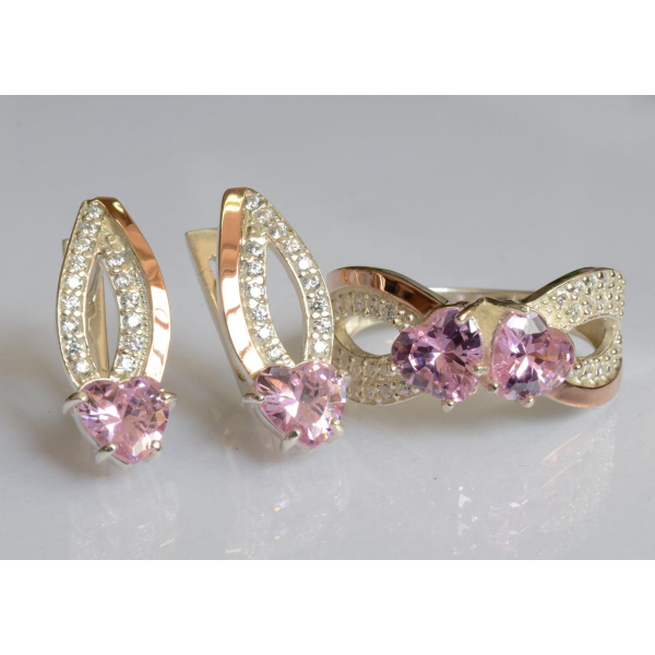 Серебряный набор с золотыми пластинами (174)